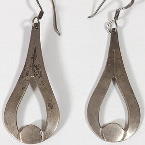 Large Vintage Teardrop Mexico Sterling Silver Earrings Signed